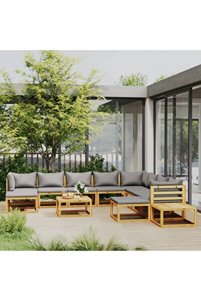 vidaxl Set mobilier gradina cu perne, 12 piese, lemn masiv de acacia