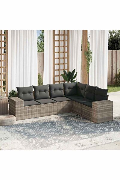 vidaxl Set canapele de gradina cu perne, 6 piese gri deschis poliratan