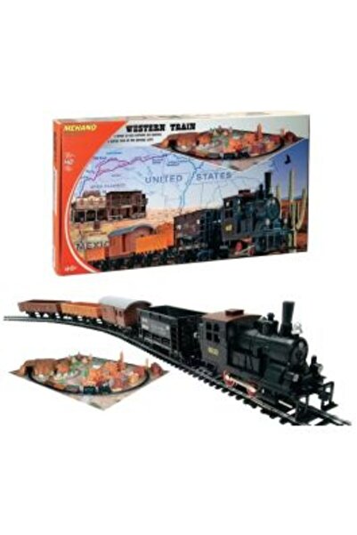 Mehano Set de tren electric Western, 1 locomotivă, 4 vagoane, șine, variator,...