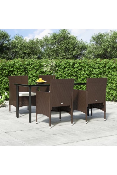 vidaxl Garden dining set, 5 pieces, brown and black