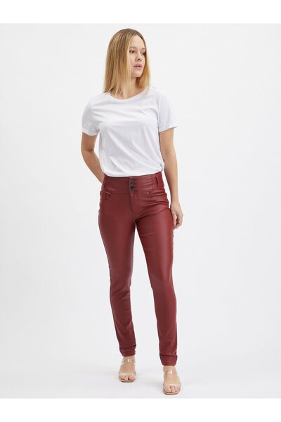 ORSAY Pantaloni de damă skinny fit bordo