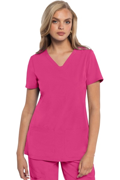 Med Couture MC AMP Bluză medicală de damă cu decolteu în V, roz Power (MC702)