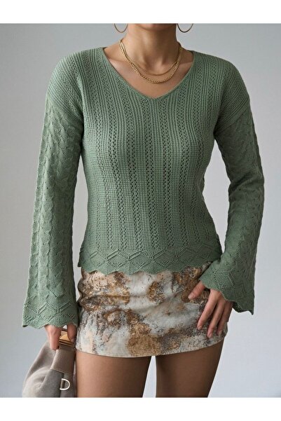 NEWC New Season Openworked Blouse