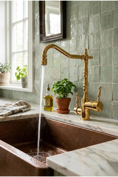 Venezia Retro Oynar Başlıklı Arıtmalı Eviye Bataryası Gold