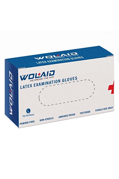 WOLAID قفازات فحص من اللاتكس خالية من البودرة، مقاس كبير، عبوة تحتوي على 100 ...