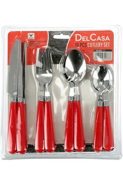 DELCASA 16Pcs Cutlery Set Stainless Steel, Include Knives/Forks/Spoons/Teaspo...