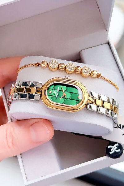 Daniel Klein Special Series Gift Women's Watch Gold Green Color - Steel Band Japanese Machine Special Stylish Boxed Gdkb2058C3