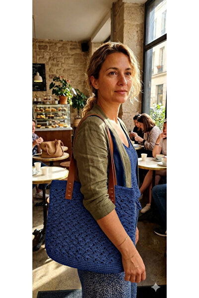 El yapım Megahan boutıque handmade yazlık lacıvert ağız kısmı çıtçıtlı El org...