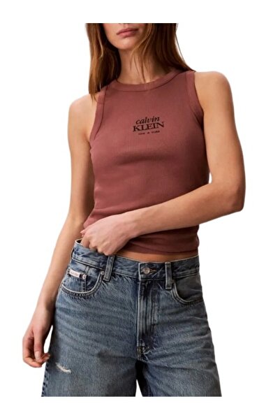 Calvin Klein Γυναικείο Αμάνικο Top Καφέ LV047F239G-41J