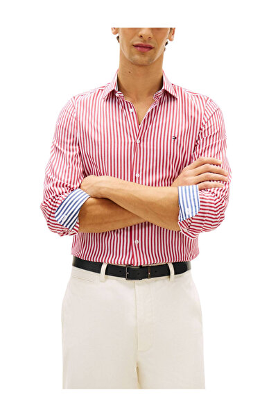 Tommy Hilfiger Ανδρικό Ριγέ Πουκάμισο Κόκκινο MW0MW42928-XLD