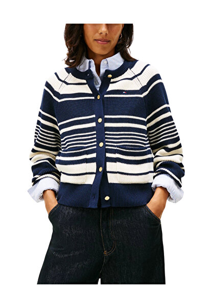 Tommy Hilfiger Γυναικεία Ριγέ Ζακέτα Navy Μπλε WW0WW48795-0AA