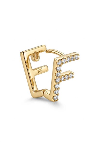 Zelula Gold F Harf Çelik Küpe