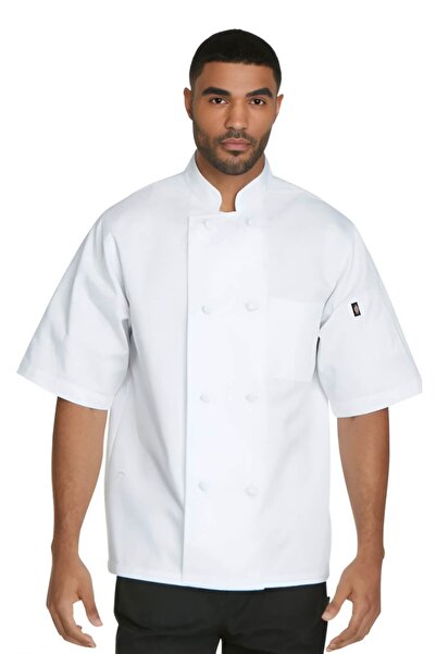 Dickies Chef DC48 Men's Knot Button Short Sleeve Chef Tunic, White
