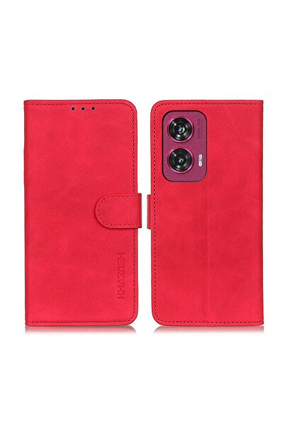 KHAZNEH Retro Leather Θήκη Πορτοφόλι Red (Motorola Edge 50 Fusion 5G)