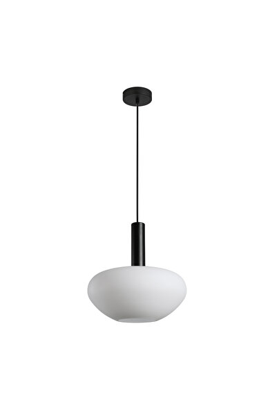 Italux Lampă suspendată modernă neagră GATER cu abajur din sticlă opală, 1xE2...