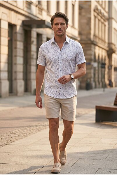 Louis Fabel Micro-Divided Floral Short Sleeve Men's Shirt