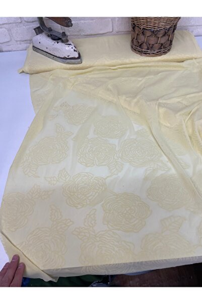 EGE DESIGN Tulle Full Lycra Flock Printed Yellow