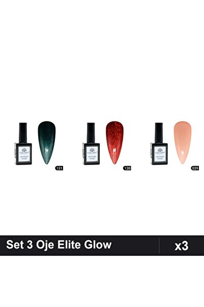 Makeup Set 3 Oje Semipermanente Global Fashion Elite Glow 15ml, Nuante 131 13...