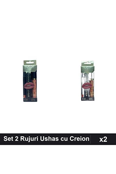 Makeup Set 2 Rujuri Ushas cu Creion, Nuante 17 și 13, Machiaj Buze Profesional