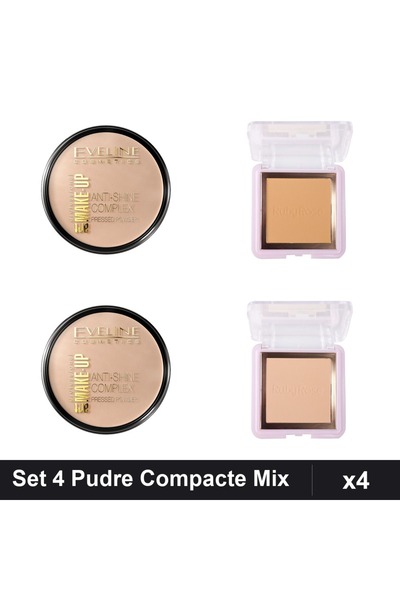Makeup Set of 4 Eveline Cosmetics & Ruby Rose Compact Powders, Nude Beige Sha...