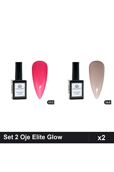 Makeup Set of 2 Global Fashion Elite Glow Semi-Permanent Nail Polish 15ml, Sh...