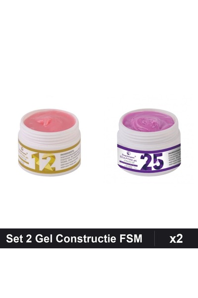Makeup Set 2 Gel Constructie UV LED FSM 15g, Nuante 12 și 25, Builder Gel Pro...
