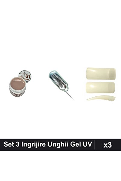 Makeup Set 3 Ingrijire Unghii, Gel Constructie UV LED 15g, Razatoare Calcaie,...