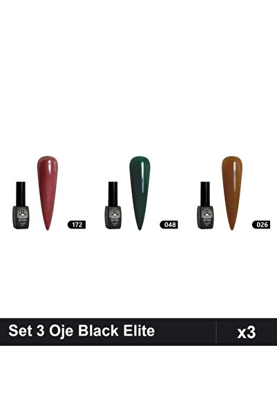Makeup Set 3 Oje Semipermanente Black Elite 8ml, Nuante 172 048 026, Global F...