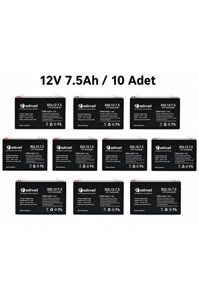 SOLİNVED 12V 7.5Ah Kuru Tip Akü (10 Adet)