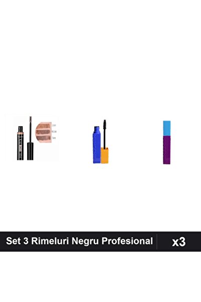 Makeup Set 3 Rimeluri Ruby Rose și Ushas, Eyebrow Gel + 2 Rimeluri Negru, Mac...