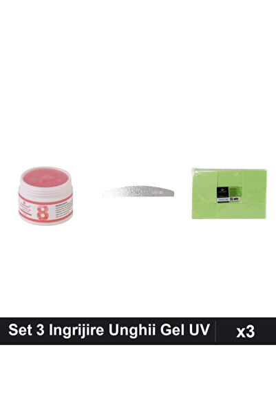 Makeup Set 3 Unghii Gel Constructie FSM 15g, Pila Emma 100/120, Servetele 900...