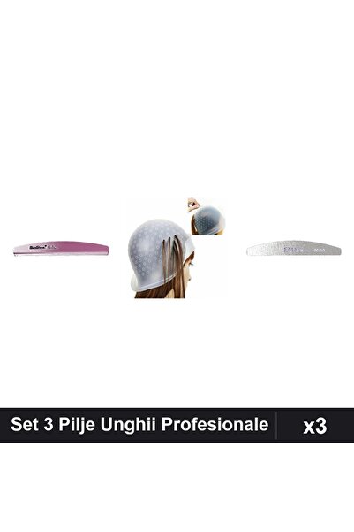 Makeup Set 3 Piље Unghii SunShine Emma, Pila Refolosibilă 100/180, Casca Sili...