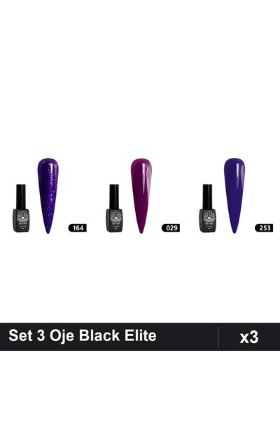 Makeup Set 3 Oje Semipermanente Black Elite Global Fashion 8ml, Nuante 164 02...