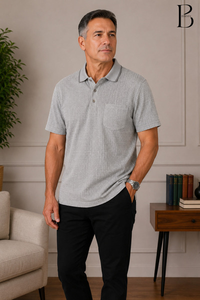 BURSPA Relaxed Fit Collared Pocketed Men's Dad Summer T-Shirt