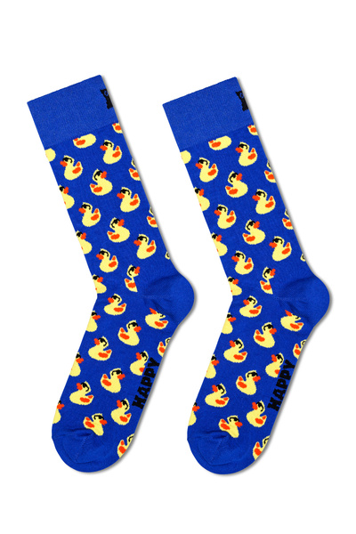 Derimod Happy Socks Мъжки сини памучни чорапи с шарка на патици P001826