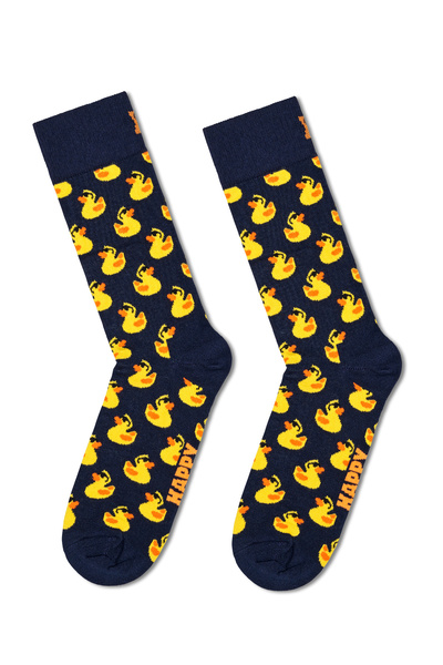 Derimod Happy Socks Men's Navy Blue Duck Patterned Cotton Socks Rdu01-6500