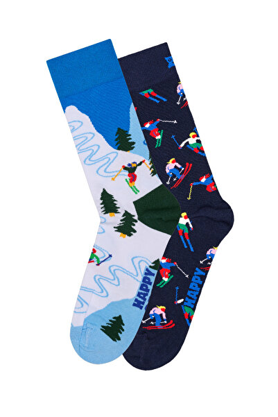 Derimod Happy Socks Мъжки многоцветен комплект чорапи със зимна тематика, пам...