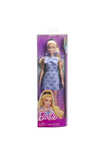 Barbie FASHIONISTAS BLONDE DOLL WITH BLUE BOW DRESS