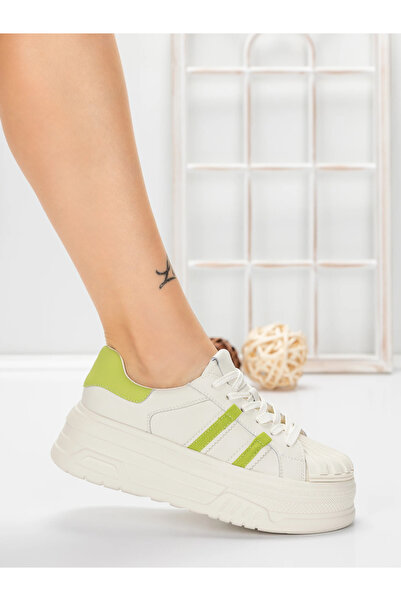 Berliner Pantofi Sport Dama din piele naturala P58023 Alb-Verde