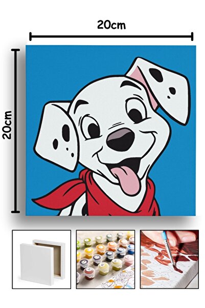 Corvo Sayılarla Boyama 20x20 Cm Tuval Seti Fırça Boya Dahil Çıtaya Gerili - D...