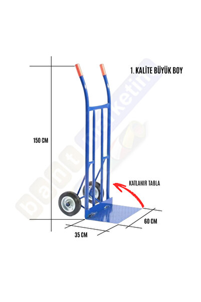 BantMarketim Büyük Boy Katlanır Tablalı Yük Ve Koli Taşıma El Arabası . BMPBM...