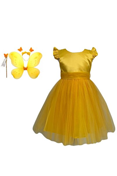 Funny Party Shop Costum serbare fete Fluture galben, 9-10 ani, 132-140cm