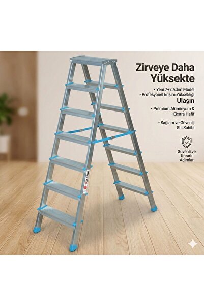 Kanat Dayanıklı Çelik Profil Katlanır Merdiven - 7 Basamaklı Profesyonel Erişim