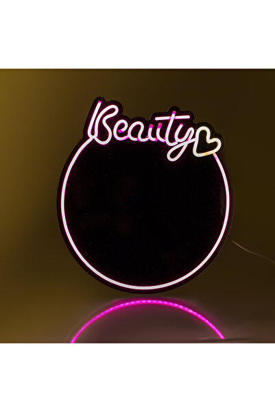 Zumzeria Oglindă de înfrumusețare rotundă cu LED neon 36x39cm