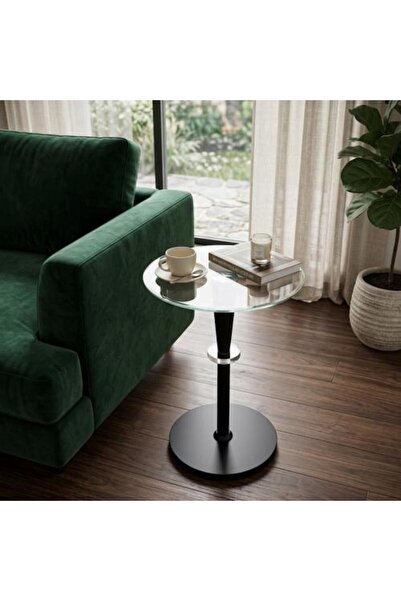 BAYTI Round Service Table Glass Top
