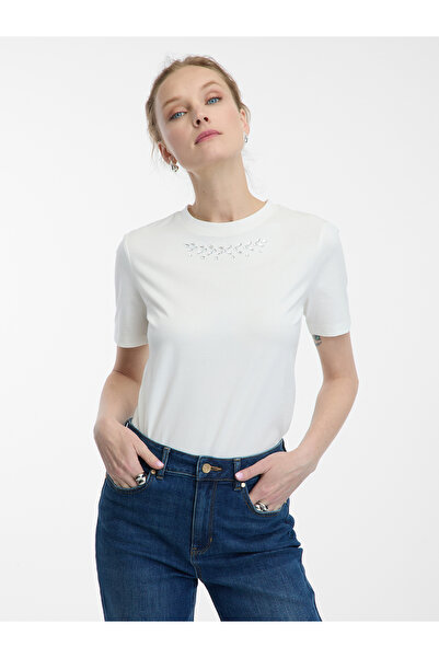 ORSAY White women's t-shirt with appliqué