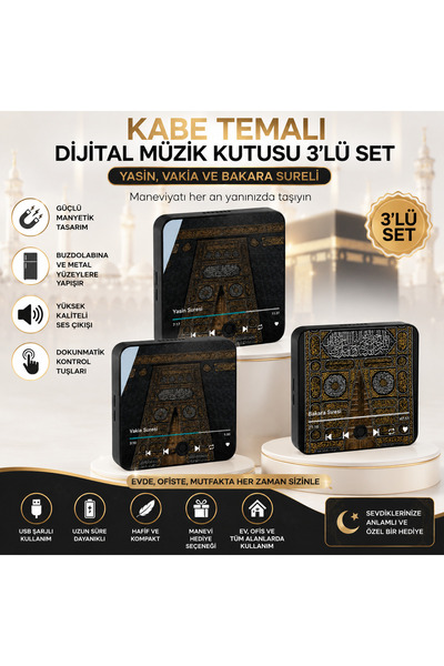 NUHA Kabe Temalı Dijital Buzdolabı Magneti Müzik Kutusu 3’lü Set – Yasin, Vak...