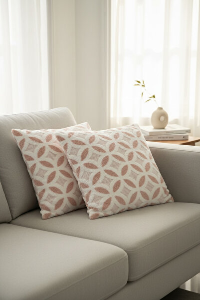 Pimula home Puffy Pamuklu Kırlent Kılıfı 2'li Set 43x43 cm Fermuarlı Dekorati...