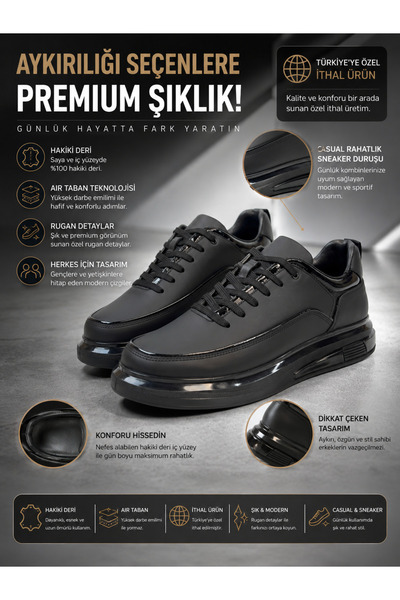 Daytex Erkek Hakiki Deri Air Taban Sneaker – Rugan Detaylı Casual Günlük Spor...