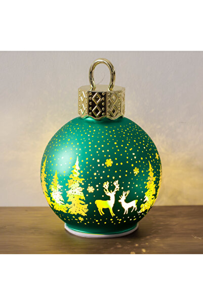 Zumzeria Glob decorativ de Crăciun verde cu LED și senzor de mișcare Ø15x23cm